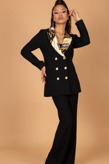 GIACCA MOD. HOLLYWOOD NERO REVER ANIMALIER PANTALONI MOD. ROCKAMA NERI