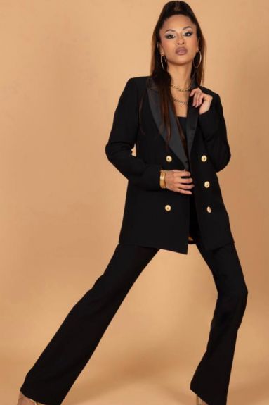 GIACCA MOD. HOLLYWOOD NERO REVER RASO NERO PANTALONI MOD. ROCKAMA NERI