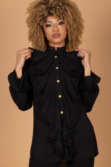 CAMICIA MOD. LE CINEMA NERA PANTALONI MOD. PLASTIC NERI